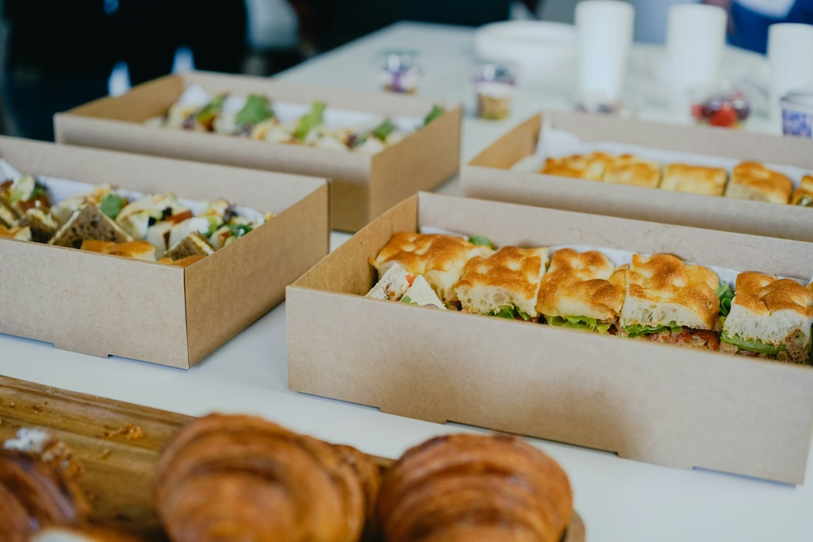 Modern buffet spread for a corporate event