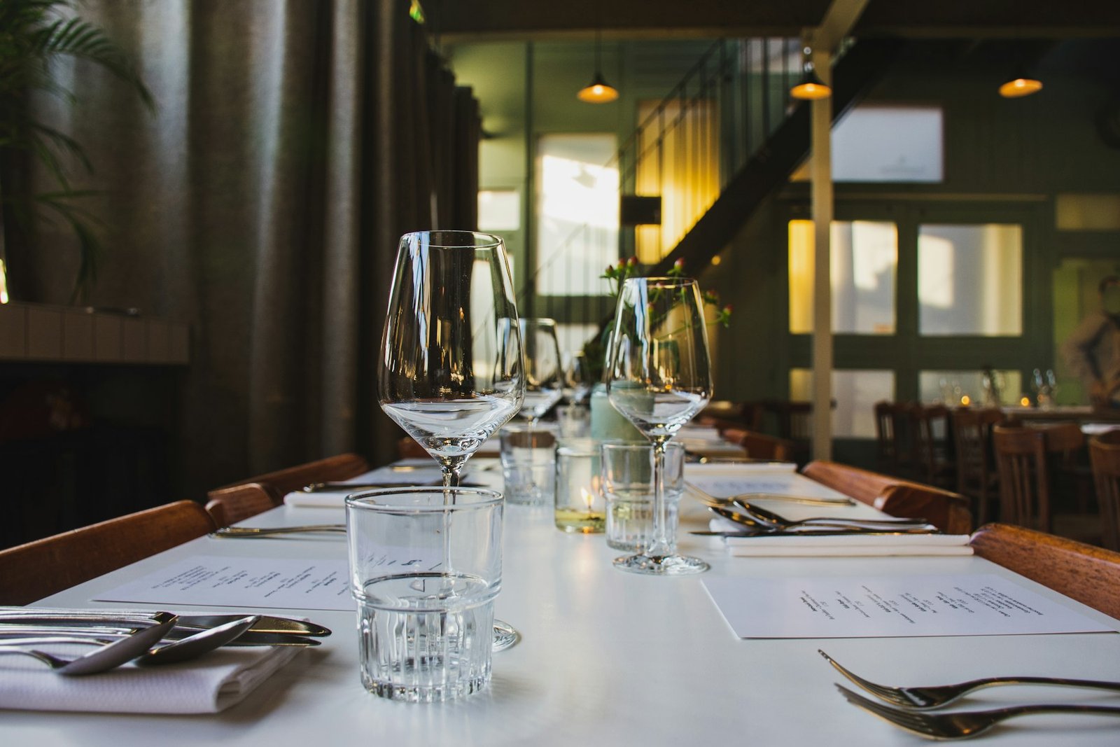 Elegant restaurant table setting for a private event