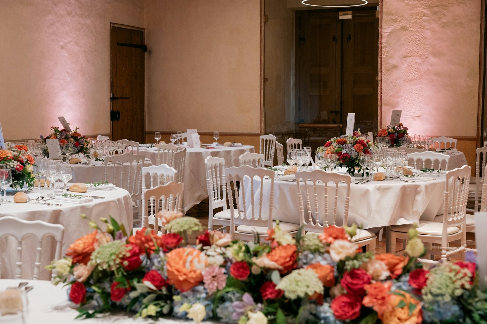 Long banquet table set for a private celebration
