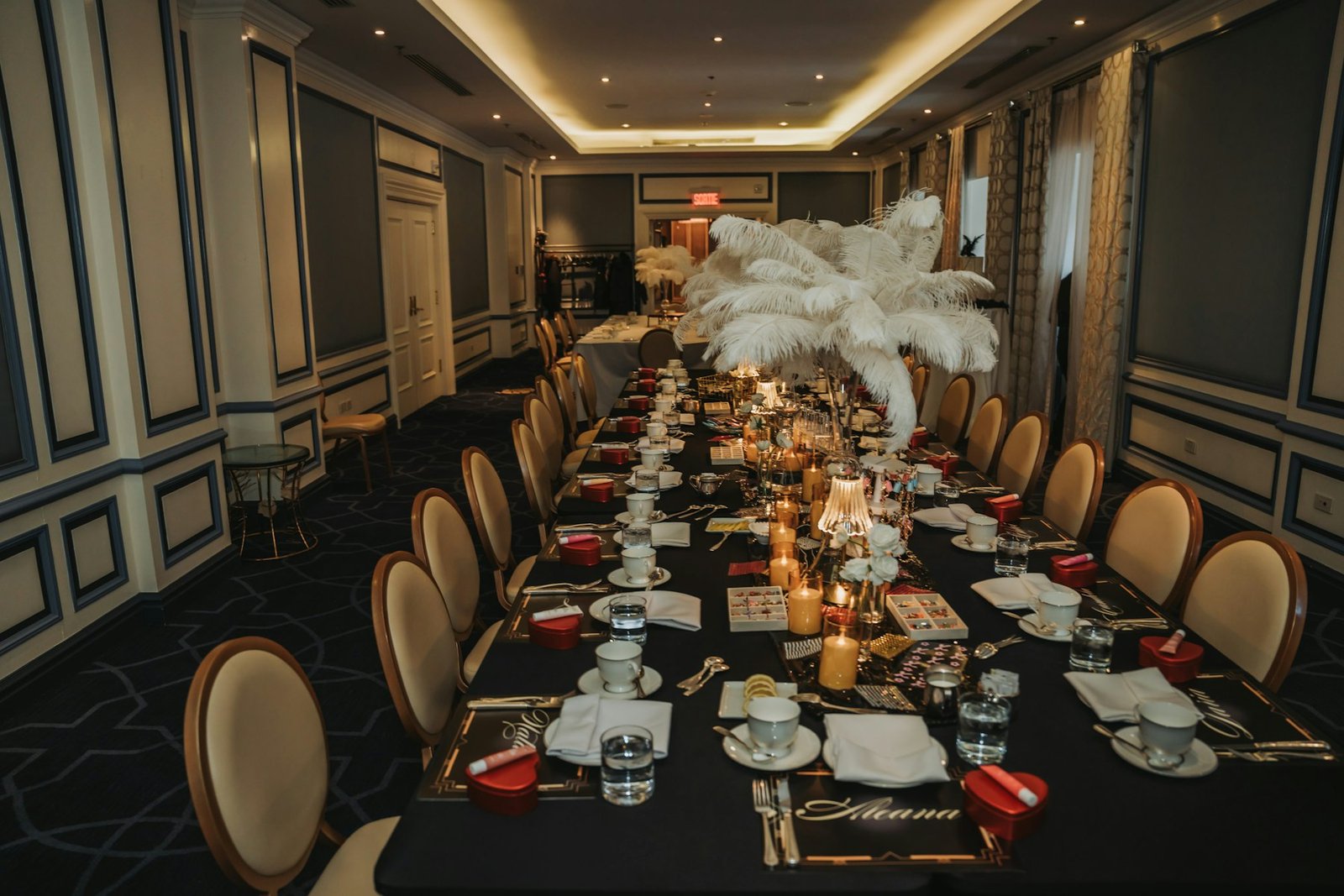 Elegant tables set for a banquet